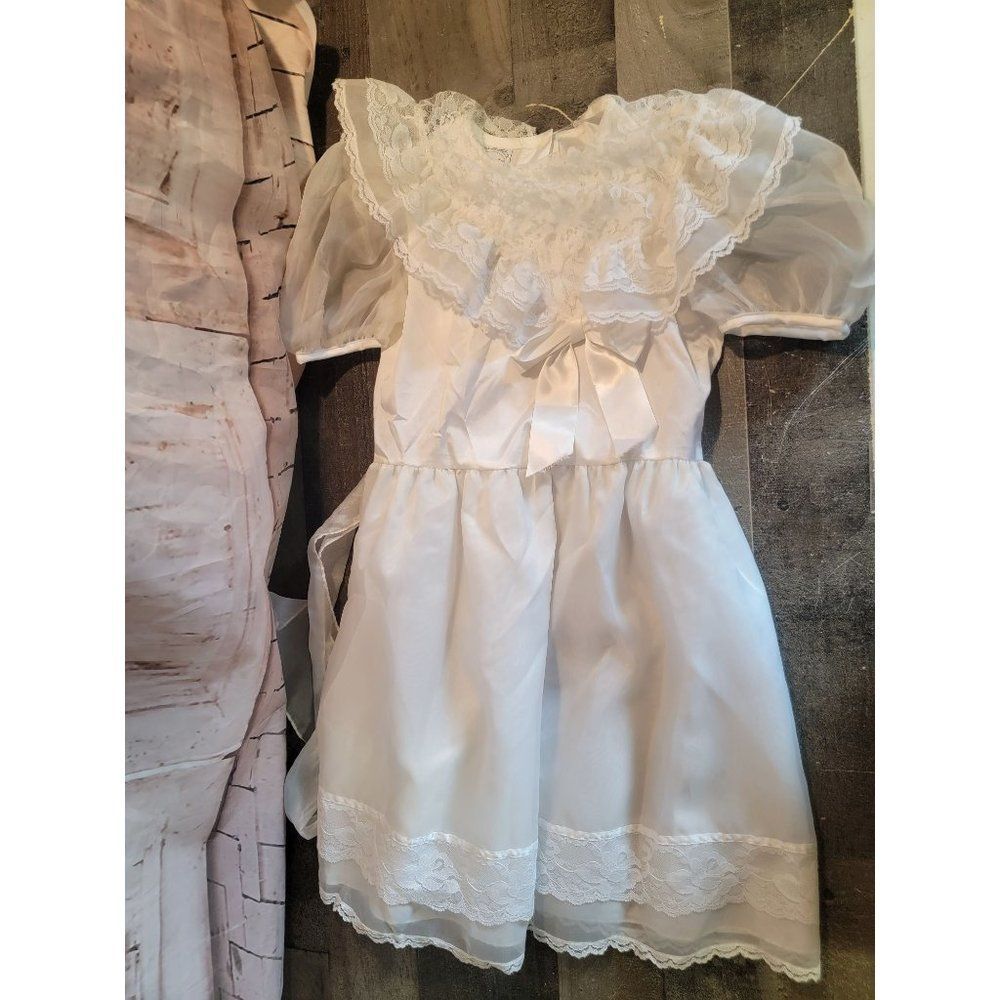 Atlanta white floral lace youth dress 7 formal bow